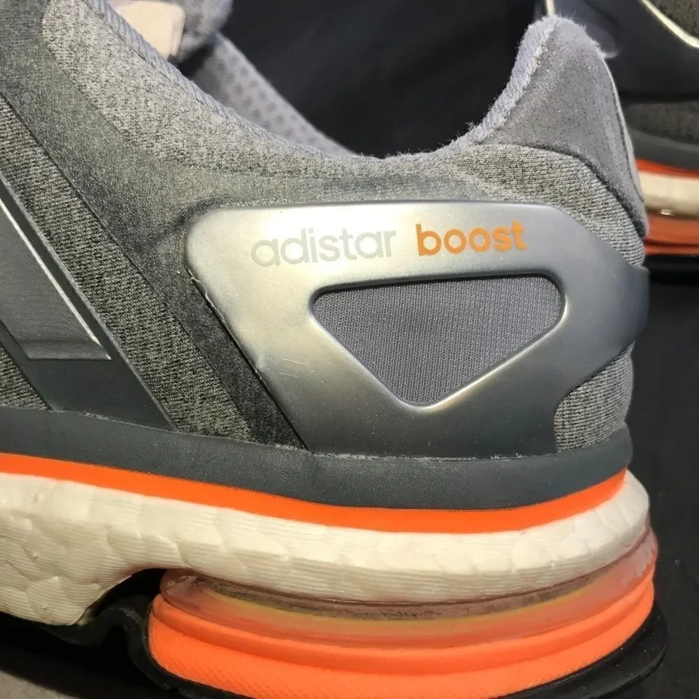 Excellent Adidas Adistar Boost Grey Coral Orange womens Size 10 US 42 2/3 EUR